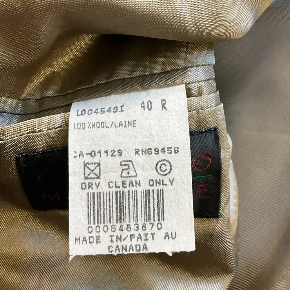 Carlo Mandrone 40R Double Breasted Pure Virgin Wool Blazer Brown Canada